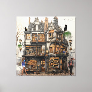 Vintage Altstadt Kunst Leinwanddruck