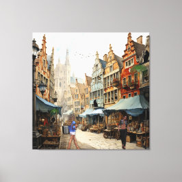 Vintage Altstadt Kunst Leinwanddruck