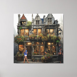 Vintage Altstadt Kunst Leinwanddruck
