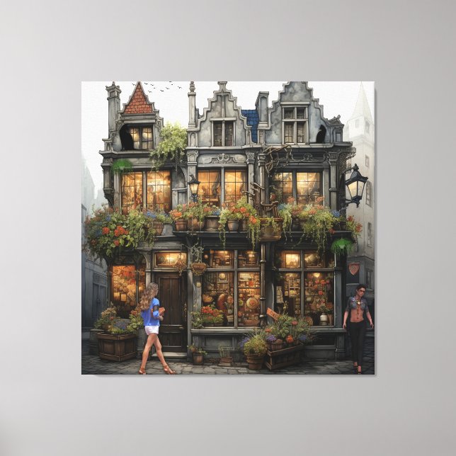 Vintage Altstadt Kunst Leinwanddruck (Vorderseite)