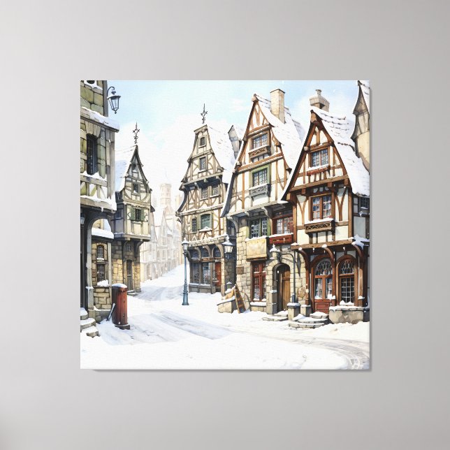 Vintage Altstadt Kunst Leinwanddruck (Vorderseite)