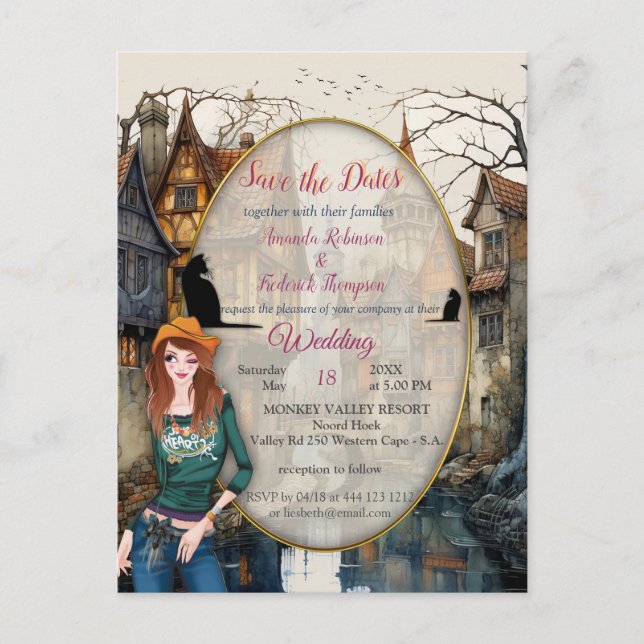 Vintage Altstadt Kunst Postkarte (Vorderseite)