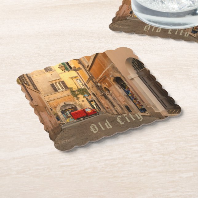 Vintage, Altstadt, Oldtimer, Antik-Stil  Untersetzer (angewinkelt)