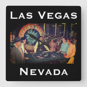 Vintage Altstadt von Las Vegas, Nevada Casino Szen Quadratische Wanduhr