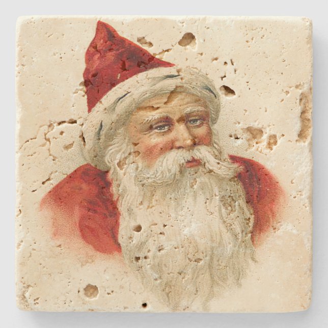 Vintage Altzeit Weihnachten Steinuntersetzer (Vorderseite)