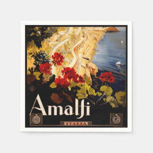 Vintage Amalfi Italia Reise-Grafikposter-Kunst Serviette