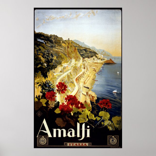 Vintage Amalfi Küste Italia Poster (Vorne)