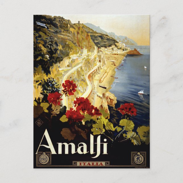 Vintage Amalfi Küste Italia Postkarte (Vorderseite)