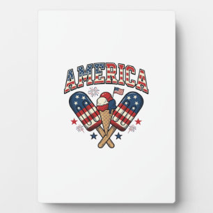 Vintage America Eiscreme Patriotisches Shirt Desig Fotoplatte