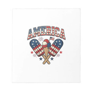 Vintage America Eiscreme Patriotisches-Shirt-Desig Notizblock