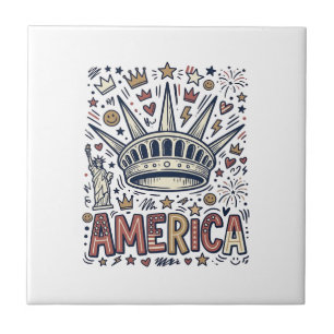 Vintage America Liberty Crown Patriotisches Shirt Fliese