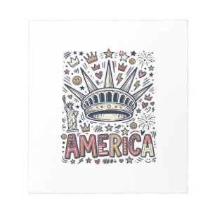 Vintage America Liberty Crown Patriotisches Shirt Notizblock