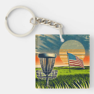 Vintage American Flag Disk Golf Vintag Sun Schlüsselanhänger