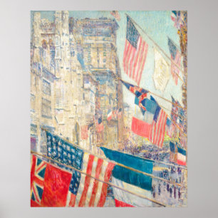 Vintage American Flag NYC 5th Ave Patriotische Kun Poster
