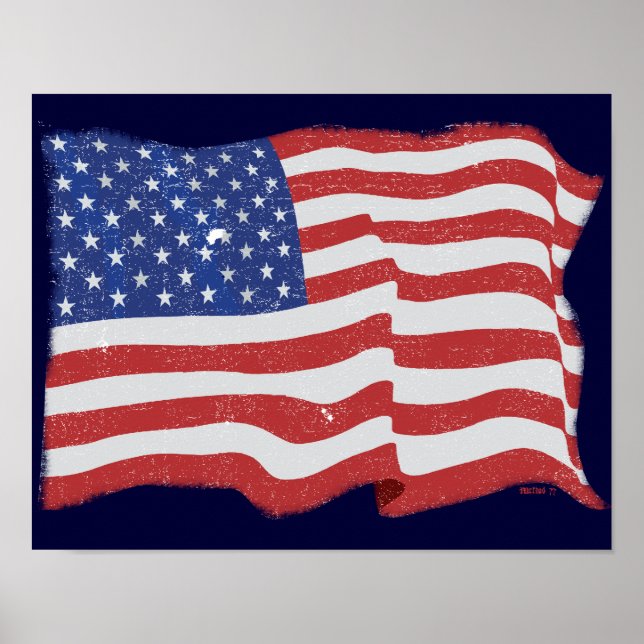 Vintage American Flag Posters Poster (Vorne)