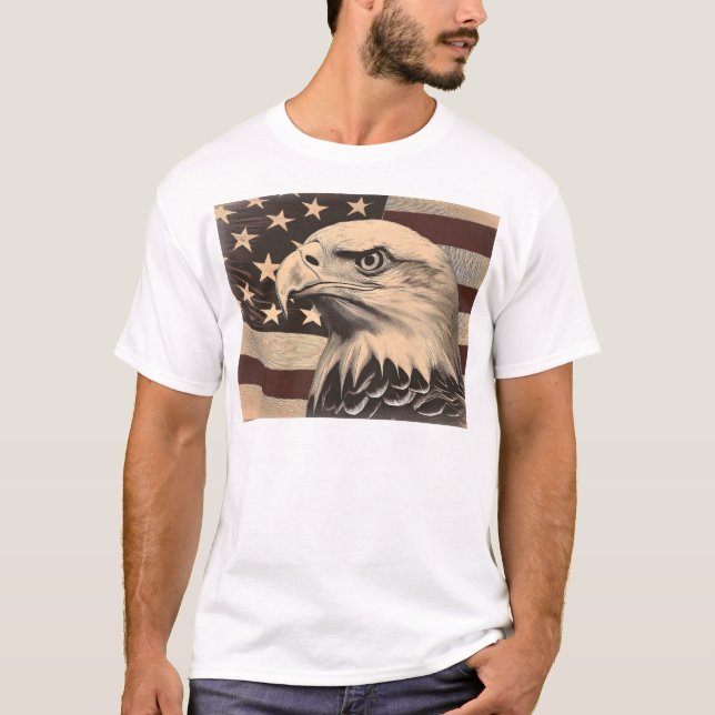Vintage American Flag with Bald Eagle  T-Shirt (Vorderseite)