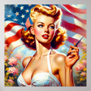 Vintage American Girl Malerei Poster