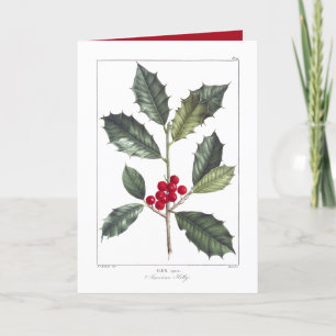 VINTAGE AMERICAN HOLLY CHRISTMAS GREETING CARD KARTE