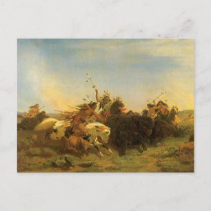 Vintage American West Kunst, Büffeljagd von Wimar Postkarte