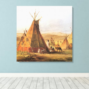 Vintage American West, Tipis in der Prärie von Bod Leinwanddruck