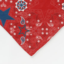 Vintage-Americana-Bandana-Druck-Fleece-Decke