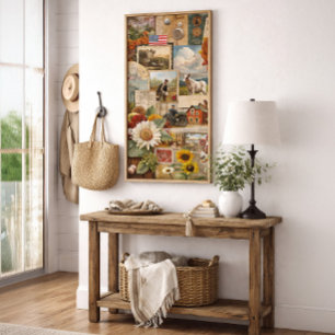 Vintage-Americana-Farmhouse-Homestead-Collage Poster