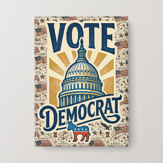 Vintage-Americana-patriotische Volkskunst Demokrat Button