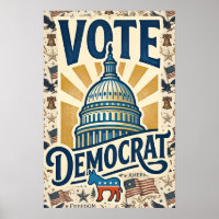 Vintage-Americana-patriotische Volkskunst Demokrat