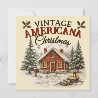 Vintage-Americana-Weihnachten-rustikale-Hütte-Feie Karte
