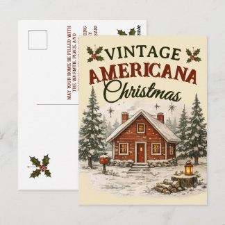 Vintage-Americana-Weihnachten-rustikale-Hütte-Feie Postkarte
