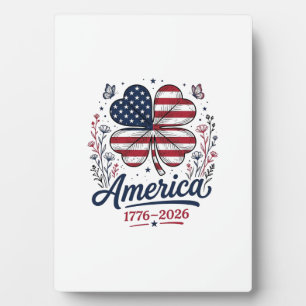 Vintage Amerika 1776 2026 Patriotisches Kleeblatt- Fotoplatte