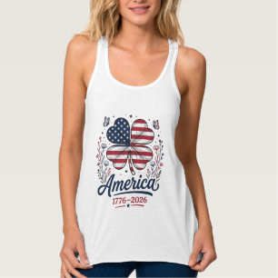 Vintage Amerika 1776 2026 Patriotisches Kleeblatt- Tank Top