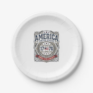 Vintage Amerika 1776 Patriotische Freiheit Pappteller