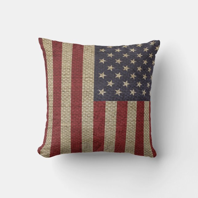 Vintage Amerika-Flagge Kissen (Vorderseite)