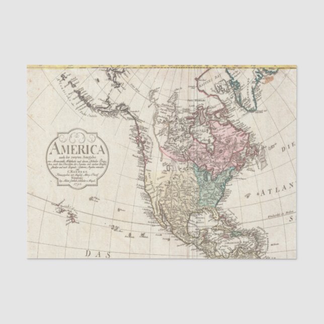 Vintage Amerika-Karte Seidenpapier (Vorderseite)