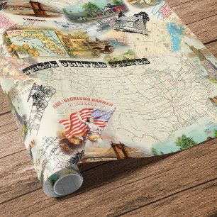 Vintage-Amerika-Kollage Geschenkpapier