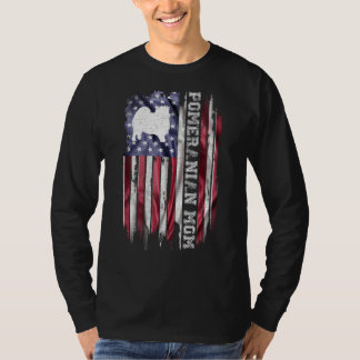 Vintage amerikanische Flag Proud Spitz Mama Pom Si T-Shirt