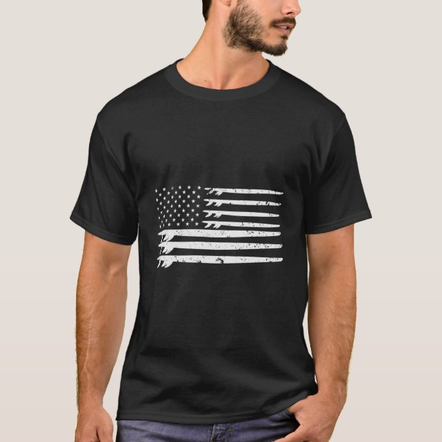 Vintage amerikanische Flag Surfboard T-Shirt (Vorderseite)