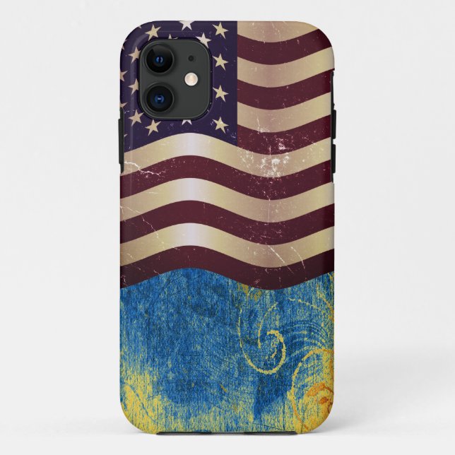 Vintage amerikanische Flagge 04 Case-Mate iPhone Hülle (Rückseite)