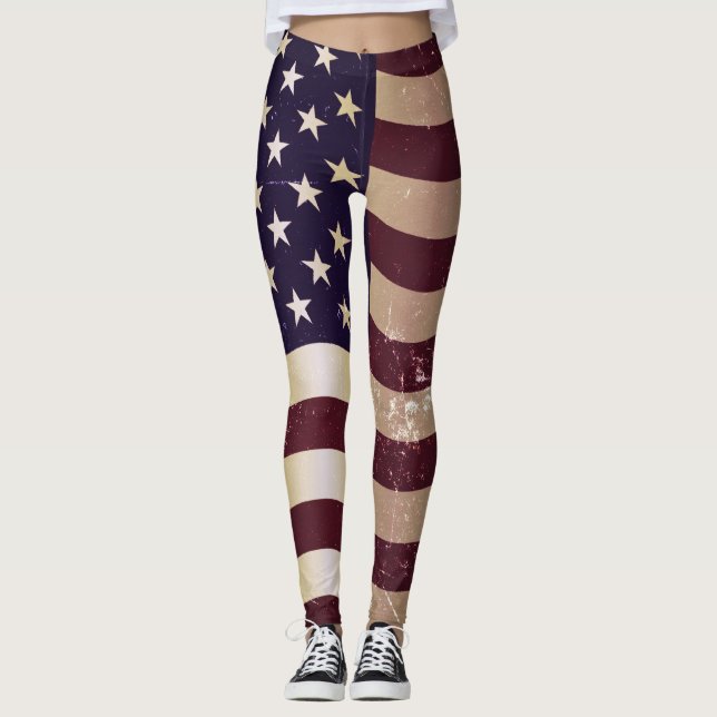 Vintage amerikanische Flagge #2 Leggings (Vorderseite)