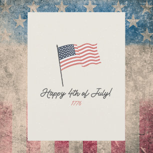 Vintage amerikanische Flagge 4. Juli Postkarte
