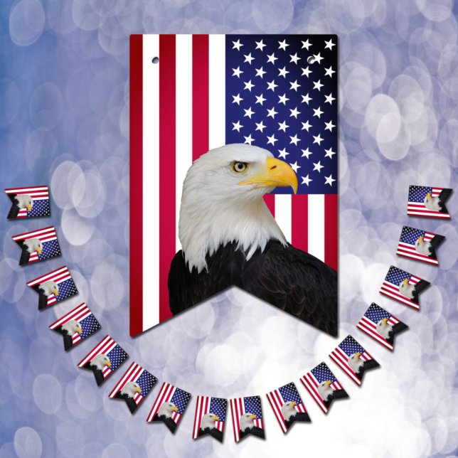 Vintage amerikanische Flagge, Adler buntet Patriot Wimpelkette (Von Creator hochgeladen)
