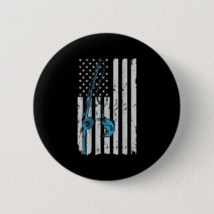 Vintage-amerikanische Flagge Angeln Fischer Patrio Button