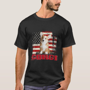 Vintage amerikanische Flagge Corgi Dog Lover T-Shirt