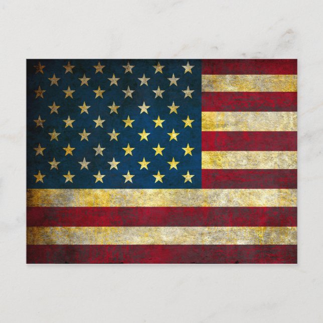 Vintage amerikanische Flagge Feiertagspostkarte (Vorderseite)