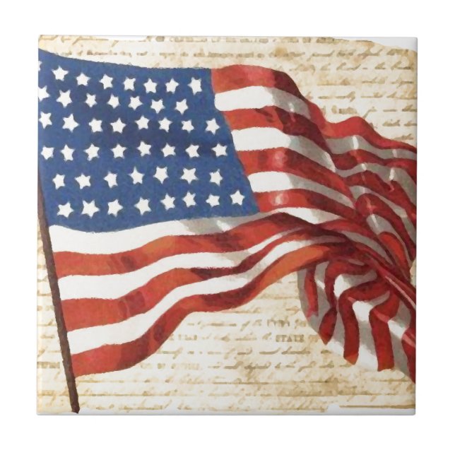Vintage amerikanische Flagge Fliese (Vorderseite)