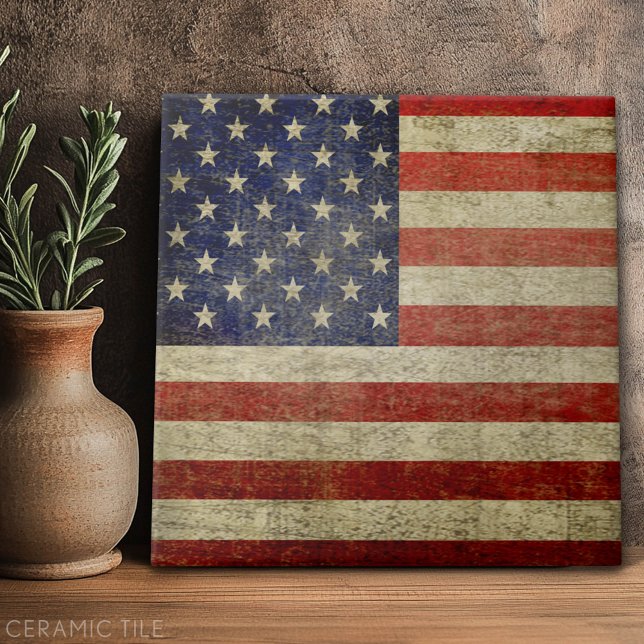 Vintage amerikanische Flagge Fliese (Custom Tile)