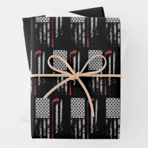 Vintage-Amerikanische-Flagge-Golfschläger-Geschenk Geschenkpapier Set