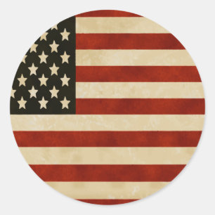 Vintage amerikanische Flagge in Rustica Runder Aufkleber