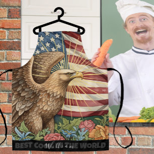 Vintage-Amerikanische-Flagge-Kochschürze, Adler, U Schürze